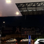 Chuva forte derruba parte de teto de posto de combustíveis em Betim